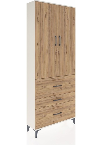 Arges Dolap 2 Raflı 3 Çekmeceli Tek Askılı 88x30x221 Aytaşı-çam Aytaşı