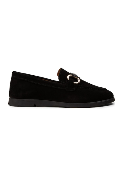 Deery Kadın Hakiki Süet Siyah Toka Detaylı Loafer - K5300zsyhc01