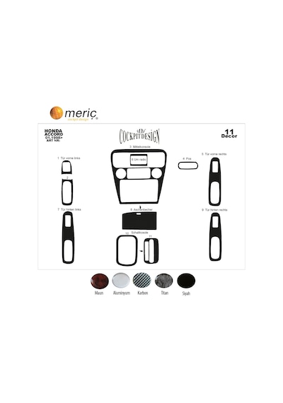 Meriç® Honda Accord Euro Ön Torpido Kaplama 11 Parça 1998-2002 (530156361)