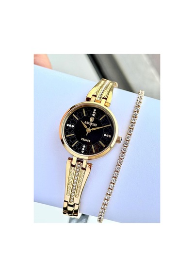 Rym-1043 Quartz Kadın Kol Saati - Su Geçirmez - Kasa Ve Kordon Çelik - 2 Yıl Garanti Gold-siyah Sarı