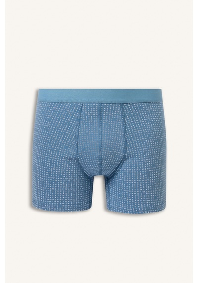 Defacto Regular Fit Desenli Beli Lastikli 3lü Boxer I3347ax26auın264 İndigo-ın264