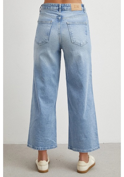 Never More Yüksek Bel Culotte Jean Mavi