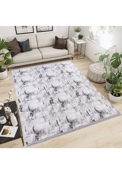 Modern Pamuklu Halı Örtüsü Savan 6m2 Dokuma 200x300 Lastiksiz Antrasit