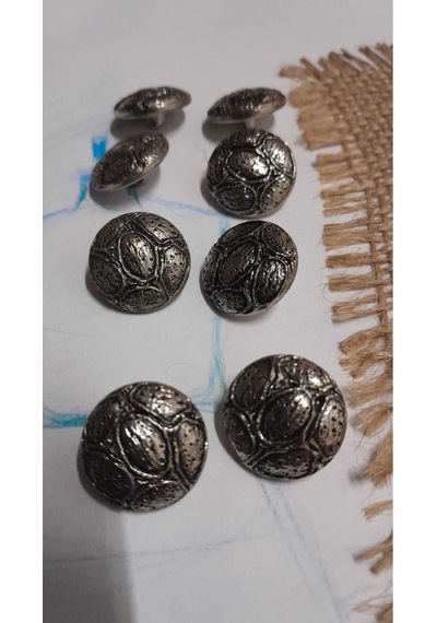 Metalize Abs Antikgümüş Kaplama Dügme 26 Boy 16 Mm 8 Adet