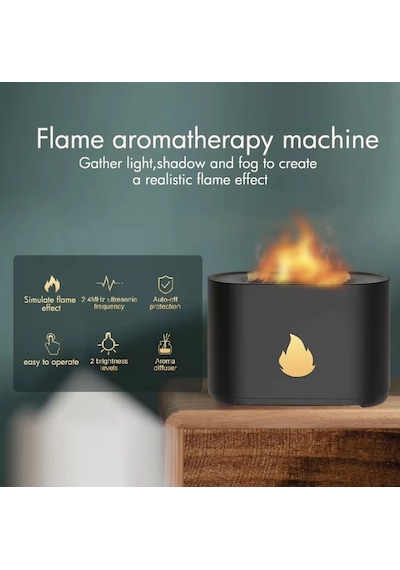 200ml Alev Efektli Hava Nemlendirici, Sessiz Ultrasonik Usb Aromaterapi Difüzör Ev Ofis Kullanımı