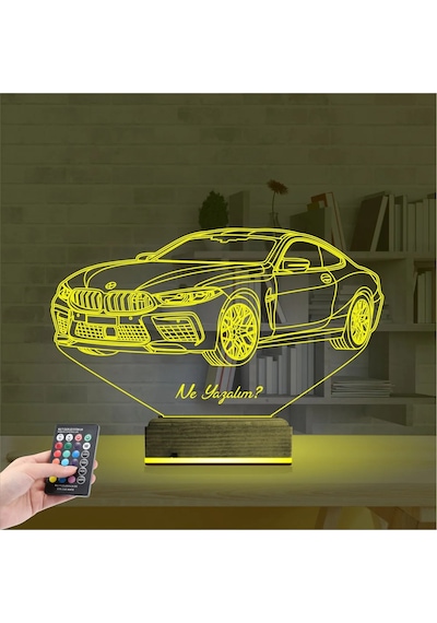 Luvivia Araba Bmw M8 Kişiye Özel 3d Lamba - Masa Gece Lambası Şeffaf