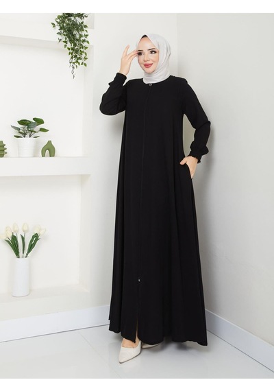 Eslemnur Gündelik Hac Ve Umrelik Mevlana Kolu Gipe Dikişli Ferace Siyah