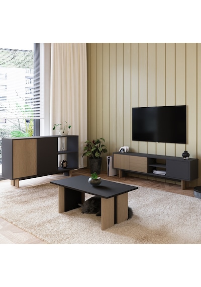 İnarch Dizayn Ravello Oturma Odası Set Modern Konsol, Tv Sehpası Ve Orta Sehpa Üçlü Takım Antrasit İnarch Dizayn Ravello Oturma Odası Set Modern Konsol, Tv Sehpası Ve Orta Sehpa Üçlü Takım Antrasit