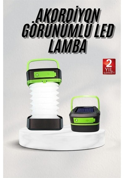 Katlanabilir Kamp Lambası Akordiyon Lamba Şarjlı 3 Kademeli Solar Sarı