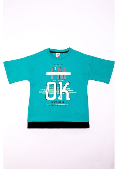 Hçm Erkek Çocuk Tshirt Basklı A8 Petrol Yeşili