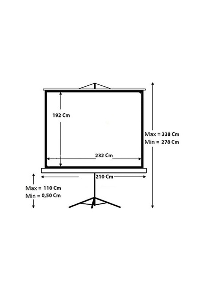 Codegen Tx-24 240x200cm Tripod Ayaklı Taşınabilir Projeksiyon Perdesi, Siyah