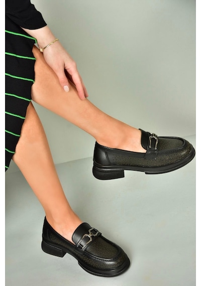 Fox Shoes U704126509 Siyah Loafer Makosen Kadın Ayakkabı Siyah