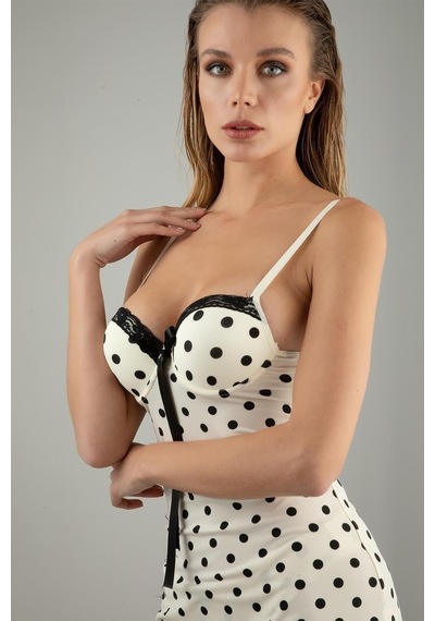 Kadın Diz Hizası Dress Ecre148-006525 Açık Mavi - Beyaz