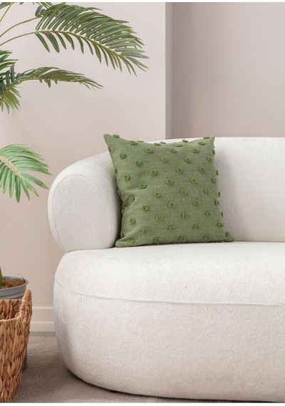 Swita Home Dekoratif Puantiye Keten Kumaşlı Kırlent Kılıfı 43x43 Yeşil