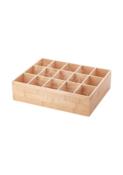 15 Bölmeli Bambu Organizer Set , Düzenleyici Saat Aksesuar Kutusu Bmb64