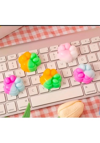 6 Adet Sevimli Mini Sukuşi Kedi Patisi Oyuncaklar, Mochi Squishy Yumuşak Kedi Pençesi, Stres Ön