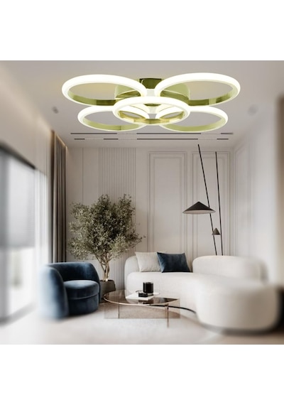 Tt304-4+1-sr-byr Tt Ayd. Beyaz Işık Sarı Kaplama 5 Li Led Avize Gold