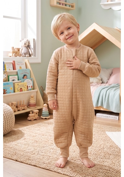 Babymod Mevsimlik Kapitone 1.5 Tog Çocuk Uyku Tulumu Uyku Gurusu %100 Pamuk Kumaş Bej