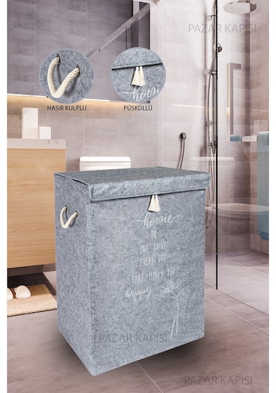 Keçe Kapaklı Çok Amaçlı Mega Kutu Gri 55x41x30 Cm Gri