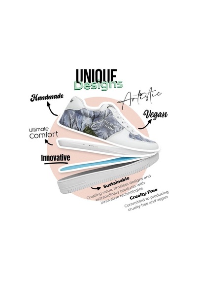 Kadın Vegan Deri Beyaz Sneakers - The Night İs Dark Tasarım Çok Renkli