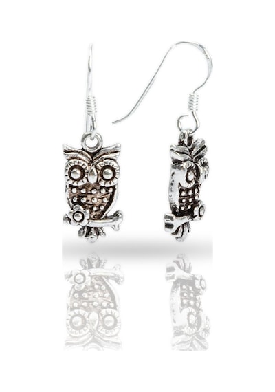 Madam&Matmazel 925 Ayar Gümüş Çiçekli Baykuş Model Kadın Küpe