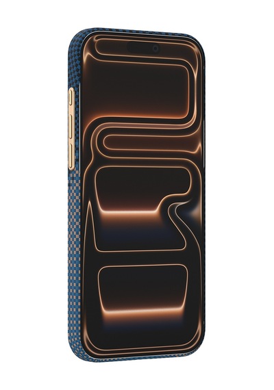 Apple iPhone Uyumlu 18 Pro Kılıf M-safe Şarj Özellikli Raptic Aramid Skin Serenity Serisi Karbon Kapak Lacivert
