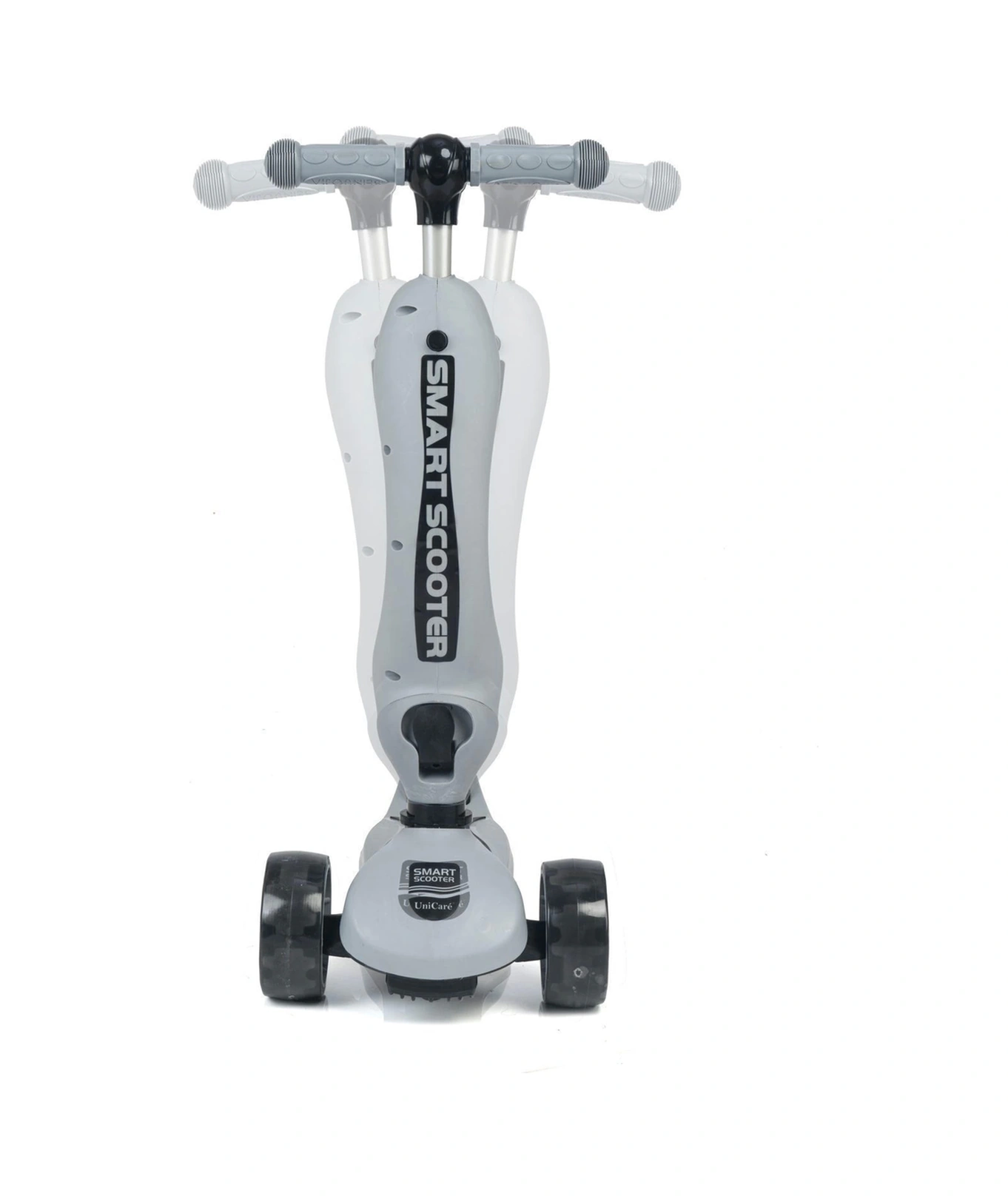 Smart Oturaklı Çocuk Scooter 3 Tekerlekli Led Işıklı Scooter Yükseklik Ayarlı - Gri Gri