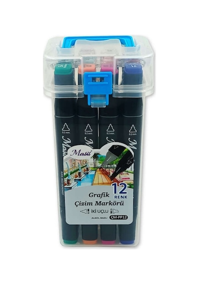 Masis Çift Taraflı Twin Grafik Marker Kalem Seti 12 Renk