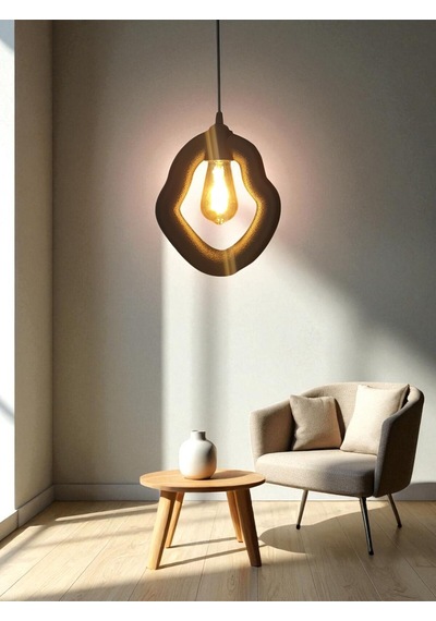 Bohem Beton Görünümlü Modern Minimalist Avize Ayarlı E27 Duy Salon Mutfak Yatak Odası Ofis Kafe Siyah