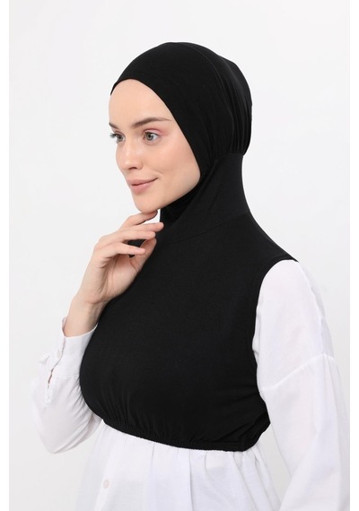 Altobeh Sıfır Kollu Boyunluklu Boneli Yarım Body Siyah Çok Renkli