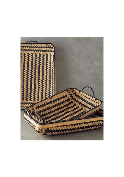 Bamboo Bambu Dekoratif Tepsi Natural-siyah Genel