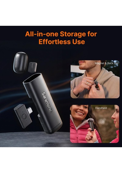 Air Se-01 Kablosuz Mikrofon Sistemi, Usb-c/lightning, 2 Verici + 1 Alıcı, Aı Gürültü Engelleme, Klipsli Ve El Tipi Kullanım