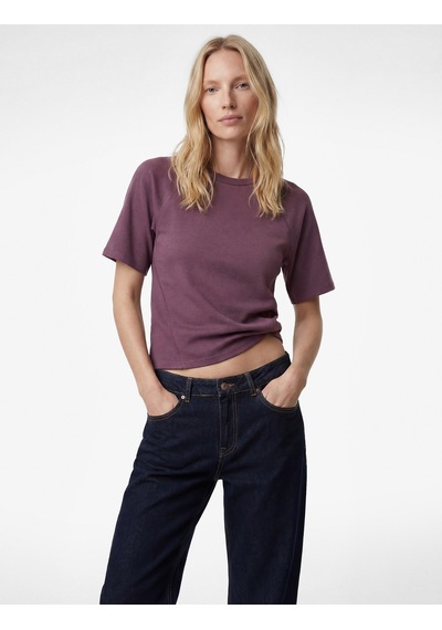 Koton Modal Kumaş Slim Fit Kısa Kollu Bisiklet Yaka Tişört Mor 6sak50389ek