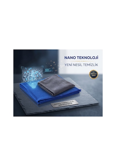 Nano Parlak Mikrofiber Temizlik Bezi 2'li Mavi - Gri 40x40 Gri-mavi