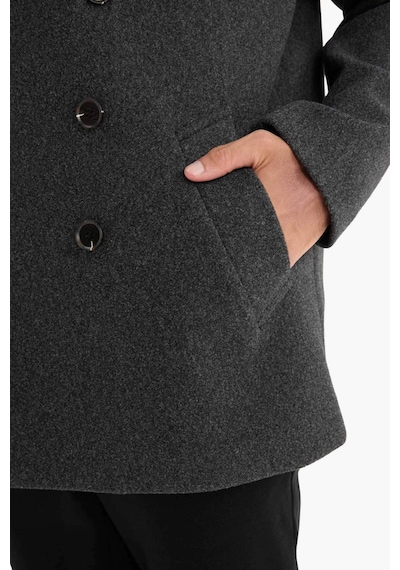 Defacto Slim Fit Dar Kesim Düğmeli Cepli Astarlı Kaşe Kaban Parka D1521ax25wnar198 Antrasit-ar198