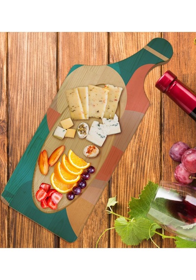 Bk Gift Modern Art Tasarımlı Dikdörtgen Şeklinde Doğal Ahşap Servis Ve Sunum Tabağı Model 10