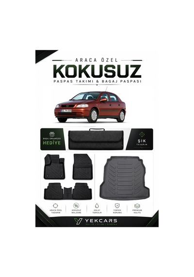 Opel Astra G 2003 Model Aracınıza Özel 4d Karbonlu Kauçuk Paspas Takımı Ve Bagaj Havuzu