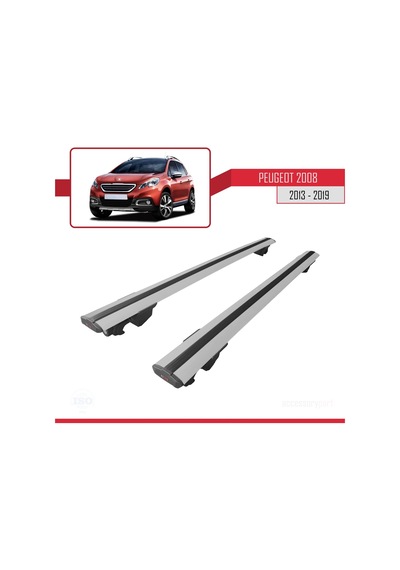 Peugeot 2008 2013-2019 Arası İle Uyumlu Hook Model Anahtar Kilitli Ara Atkı Tavan Barı Gri