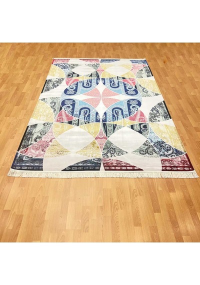 Geometrik Desenli 200 X 300 İpek Halı Çok Renkli