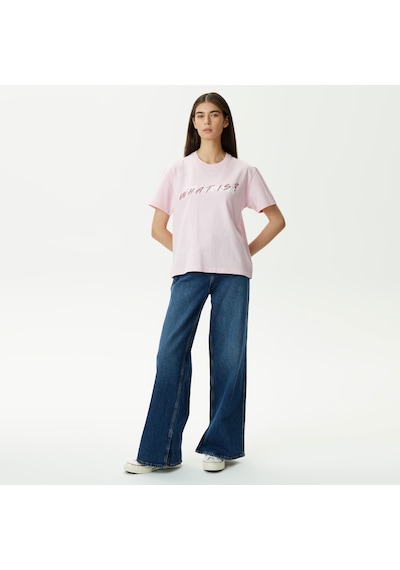 The Kooples Kadın Baskılı Bisiklet Yaka Pembe T-shırt