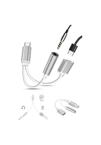 2 İn 1 Type-c To 3.5mm Aux Kulaklık Ve Şarj Çoklayıcı Dönüştürücü Adaptör Hızlı Şarj Destekli Yeni