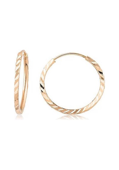 Pembe Altın Yelpaze Kalem İşli Halka Küpe Çapı: 1.5cm - Rose Gold Pembe Altın