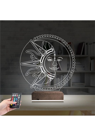 Luvivia Mistik Güneş Ay 3d Lamba - Masa Gece Lambası Şeffaf