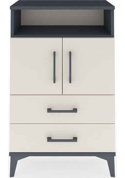 Arges Komodin 2 Raflı 2 Çekmeceli 2 Kapaklı 60x30x96 Antrasit... Antrasit
