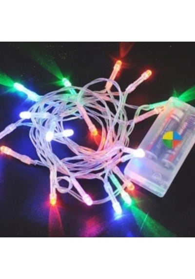 Beyaz Kablolu 3 Metre Karışık Renk Pilli Led Işık 20 Ampül