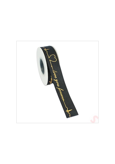 Grogren Kurdele Love You Altın Baskılı, 2,5cm X 23mt - Siyah 0 - 99