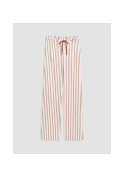 Lcw Dream Bej Gömlek Yaka Çizgili Kadın Pijama Takımı