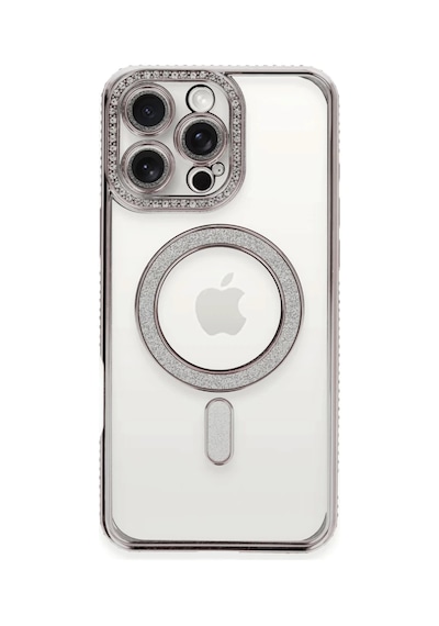 Apple Uyumlu iPhone 16 Pro Uyumlu Kılıf Joke Simli Magneticsafe Kılıf - Pembe