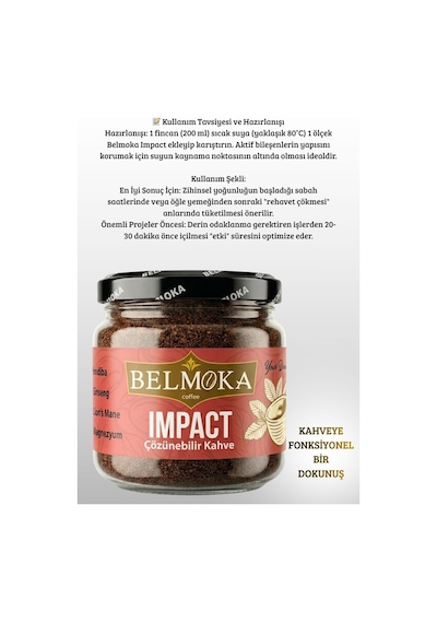 İmpact Hindiba Ginseng Lion's Mane Magnezyum İnülin Katkılı Çözünebilir Form Kahve 120 G