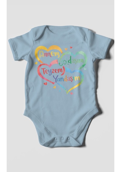 Morivokids Annem Yoldaşım Teyzem Yandaşım Kısa Kollu Bebek Body Bebe Mavisi